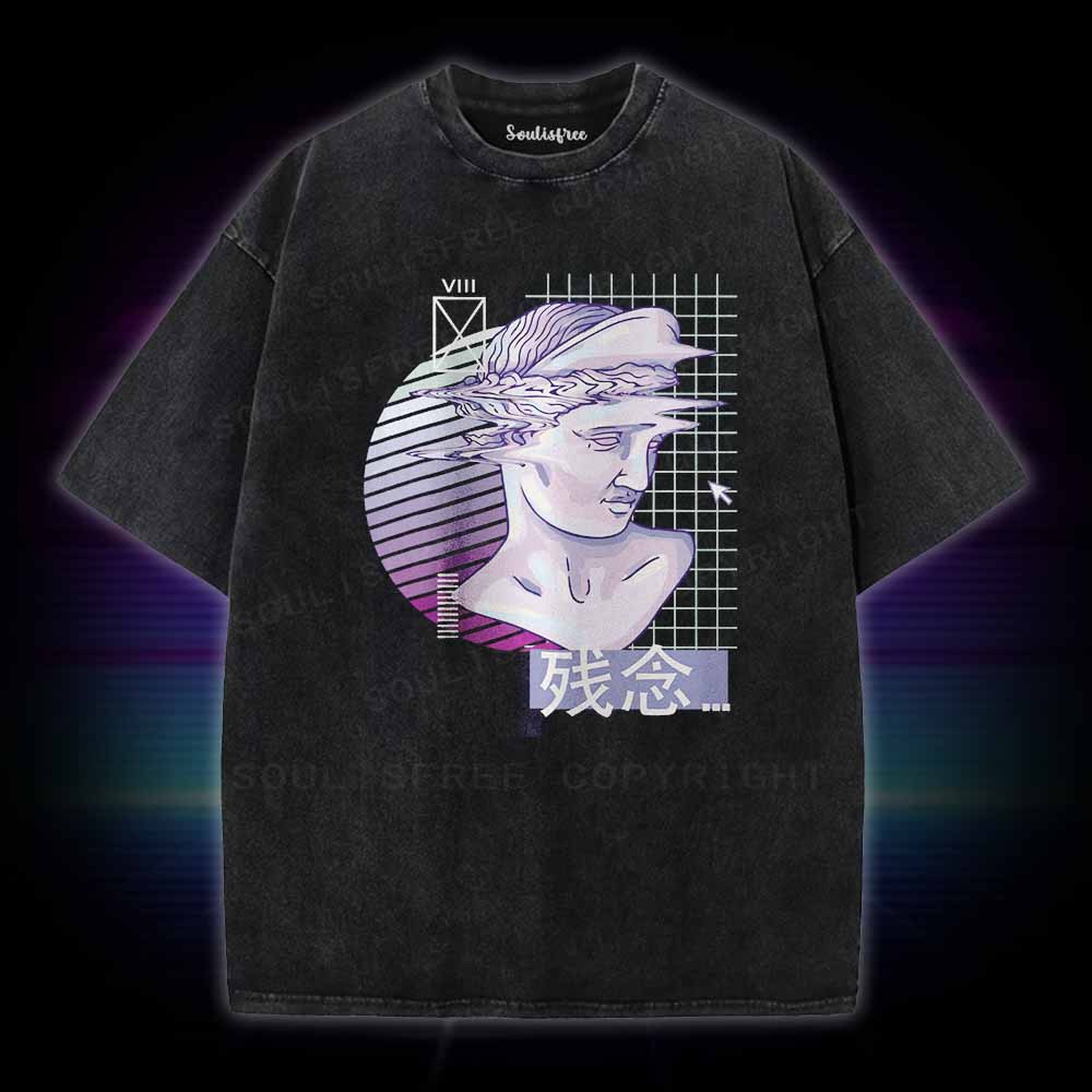 Soulisfree Vaporwave Glitch Statue Washed Tee