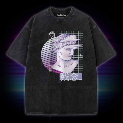 Soulisfree Vaporwave Glitch Statue Washed Tee