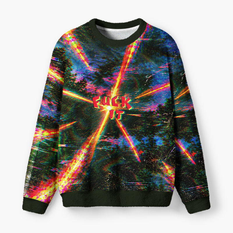 Soulisfree FUCK IT Fuzzy Crewneck Sweater