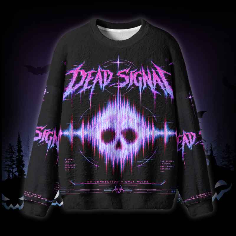 Soulisfree Dead Signal  Fuzzy Crewneck Sweater