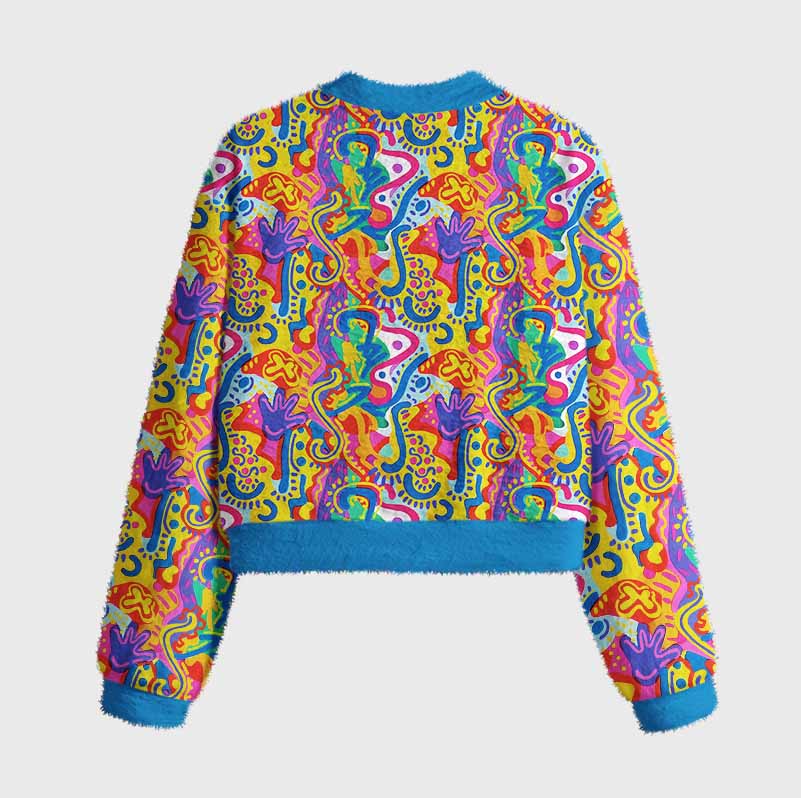 Soulisfree Psychedelic Vibes Women's Fuzzy Crewneck Sweater
