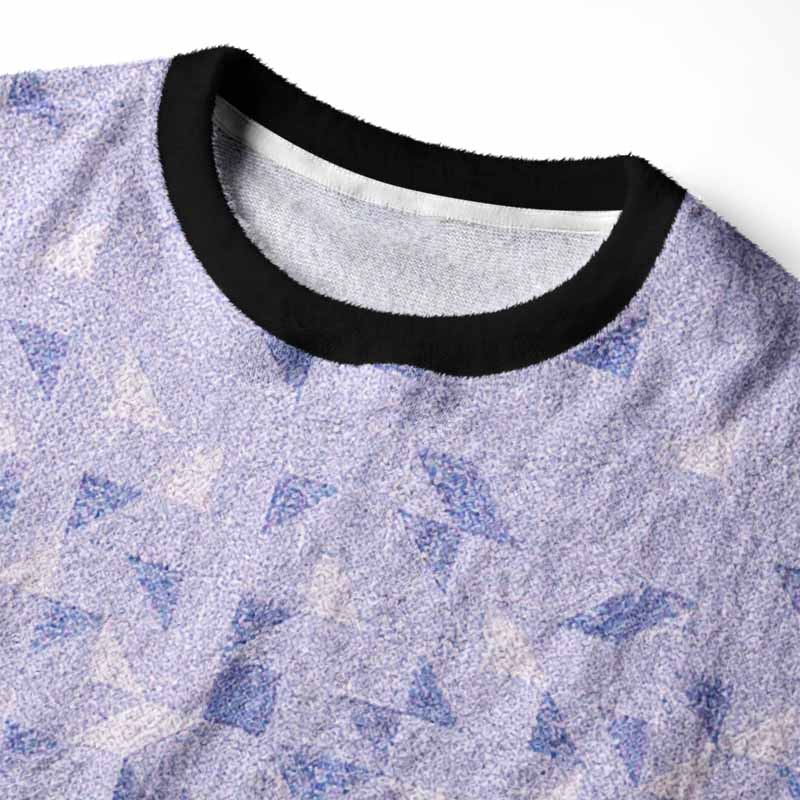 Soulisfree Gradient Mosaic Geometric Fuzzy Crewneck Sweater