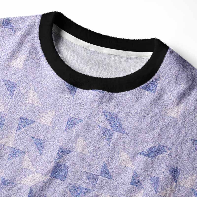 Soulisfree Gradient Mosaic Geometric Fuzzy Crewneck Sweater