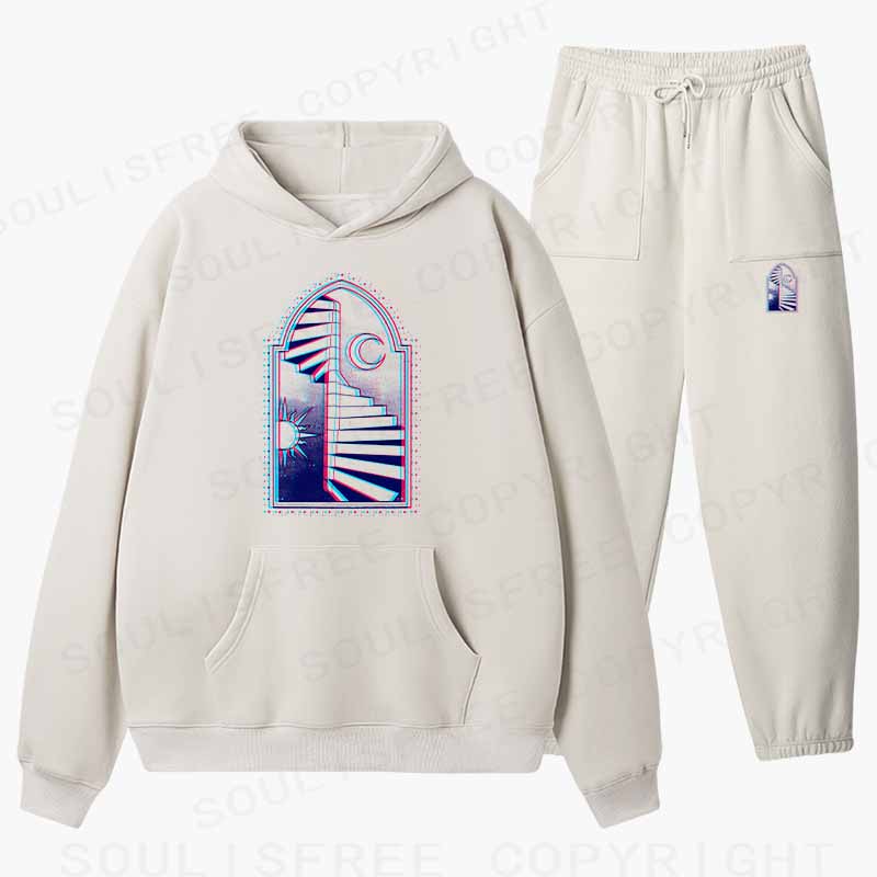 Soulisfree Sun Moon Steps Of Free Soul Cotton Fleece Hoodie Set