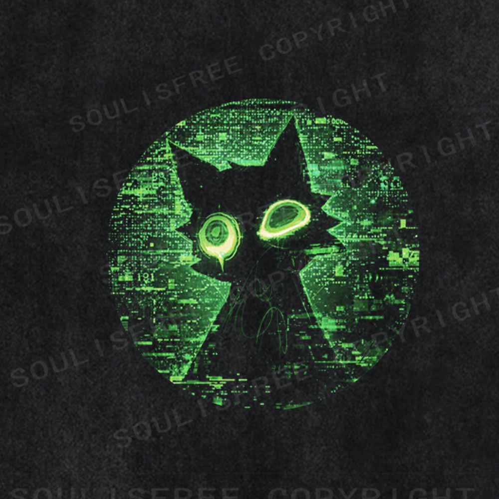 Soulisfree Glowing Matrix Cat Washed Tee