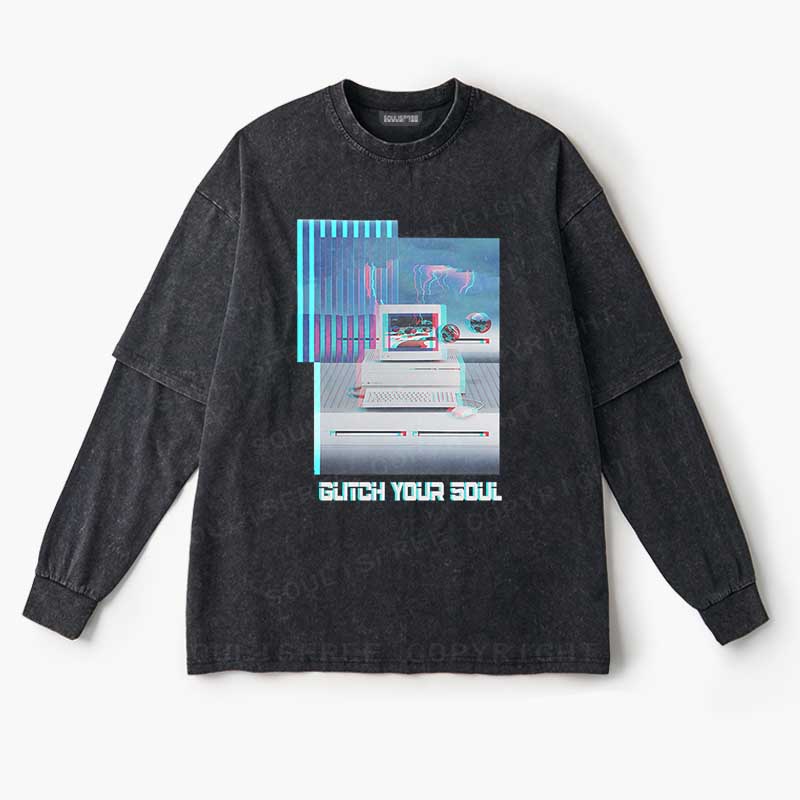 Soulisfree  GLITCH YOUR SOUL Layered Long Sleeve Tee
