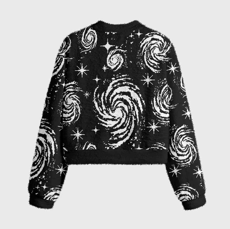 Soulisfree Galactic Swirl: A Cosmic Journey  Women's Fuzzy Crewneck Sweater