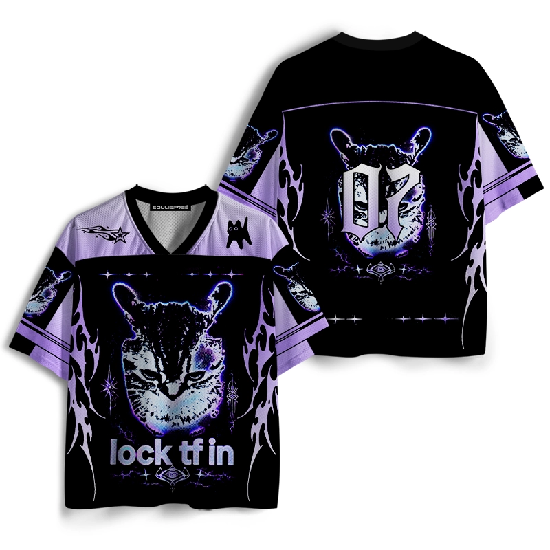 Soulisfree Purple Tribal Cat Mesh Jersey