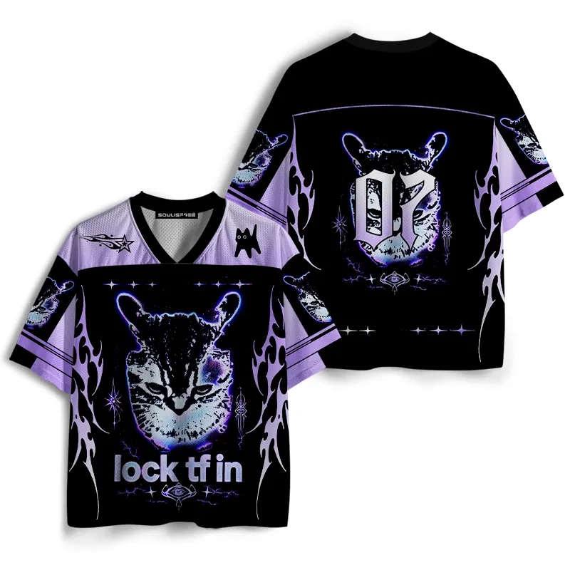 Soulisfree Purple Tribal Cat Mesh Jersey