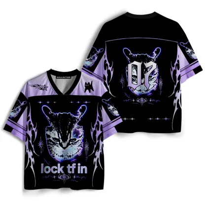 Soulisfree Purple Tribal Cat Mesh Jersey