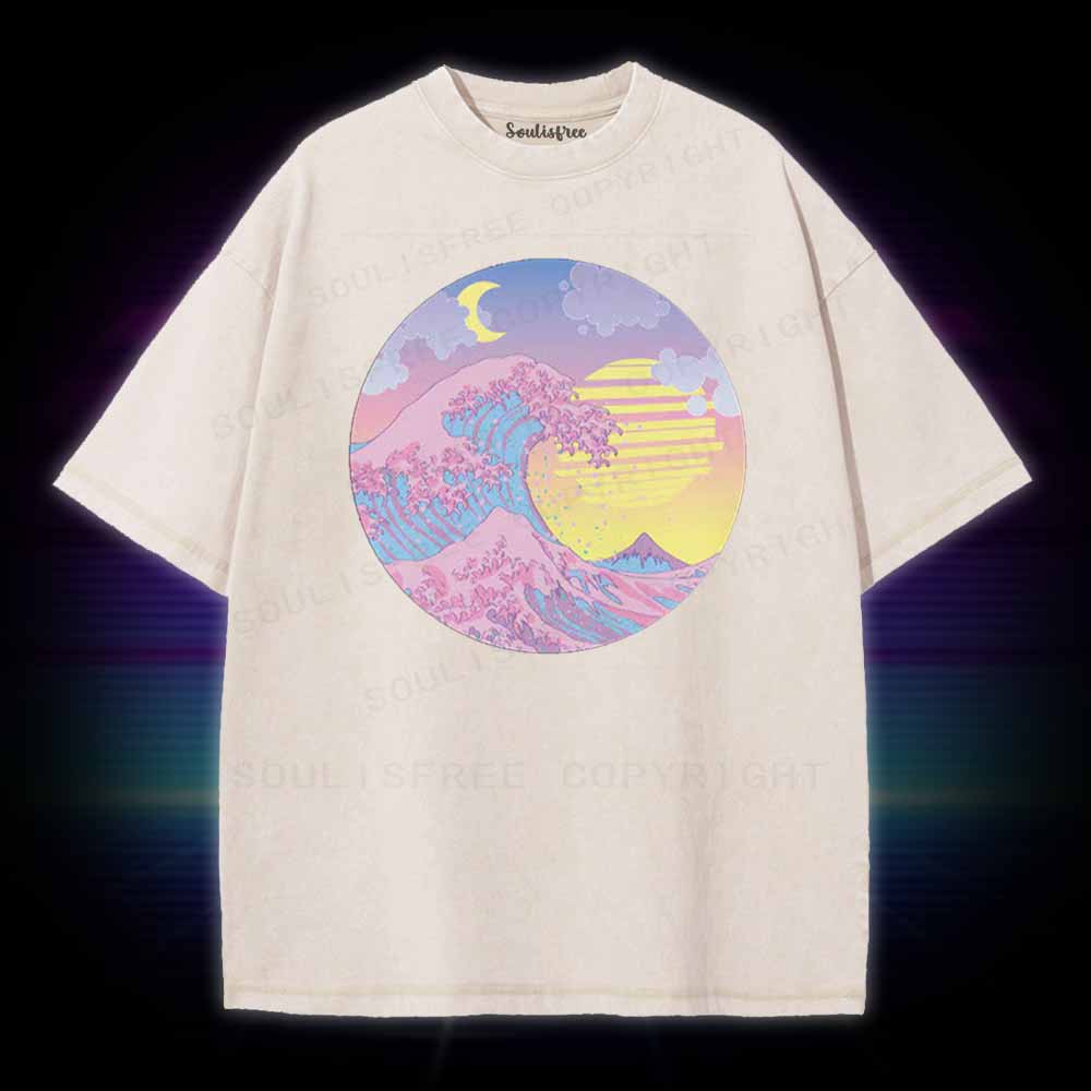 Soulisfree  The Great Wave Washed Tee