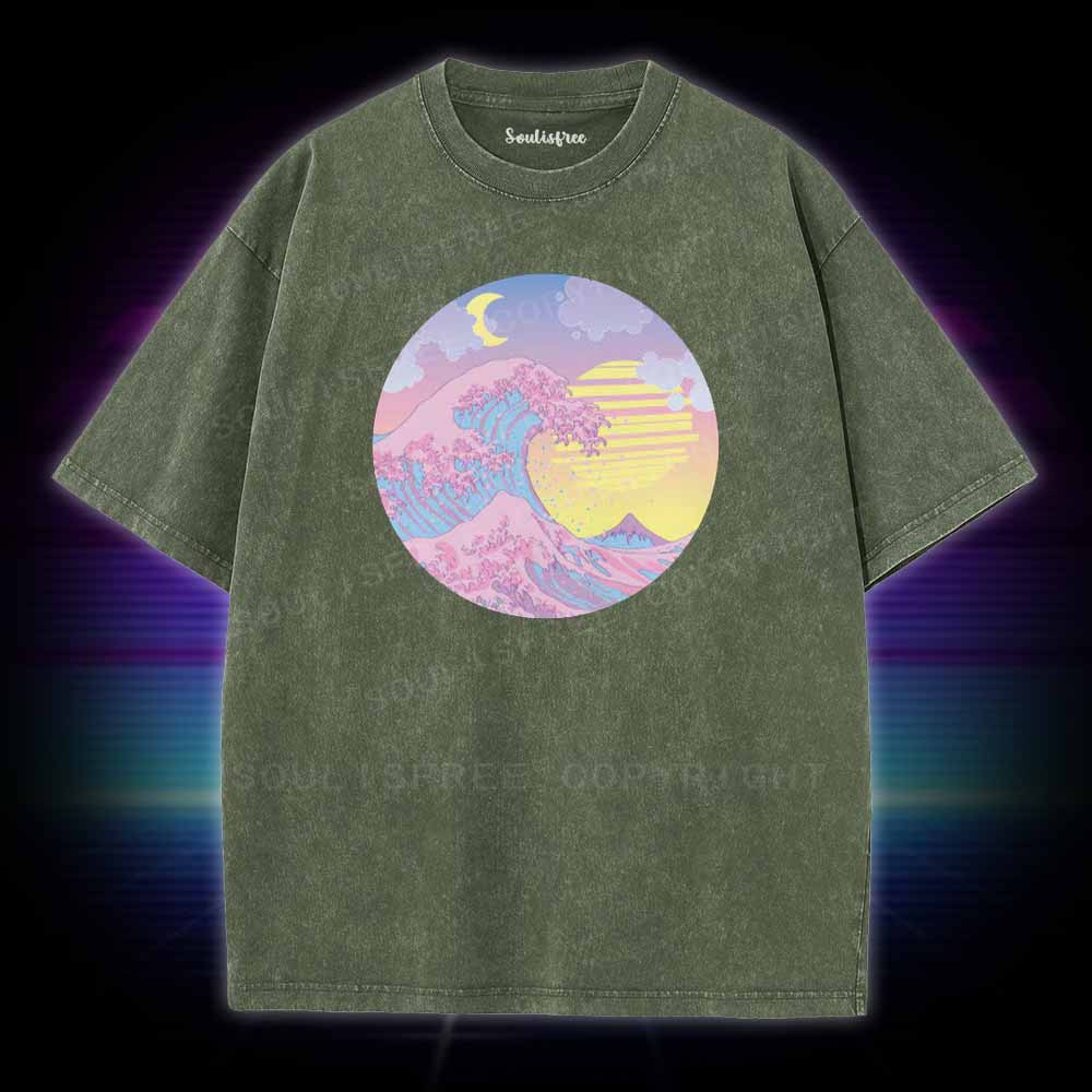 Soulisfree  The Great Wave Washed Tee