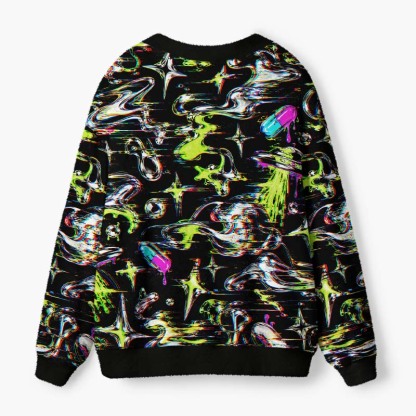 Soulisfree Dreams From A Neon Galaxy Fuzzy Cardigan Sweater