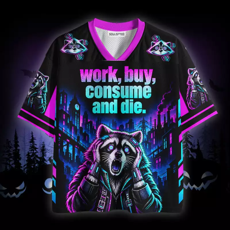 Soulisfree work, buy, consume and die back  Mesh Jersey