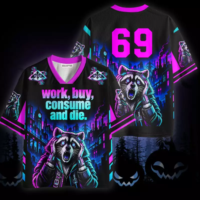 Soulisfree work, buy, consume and die back  Mesh Jersey