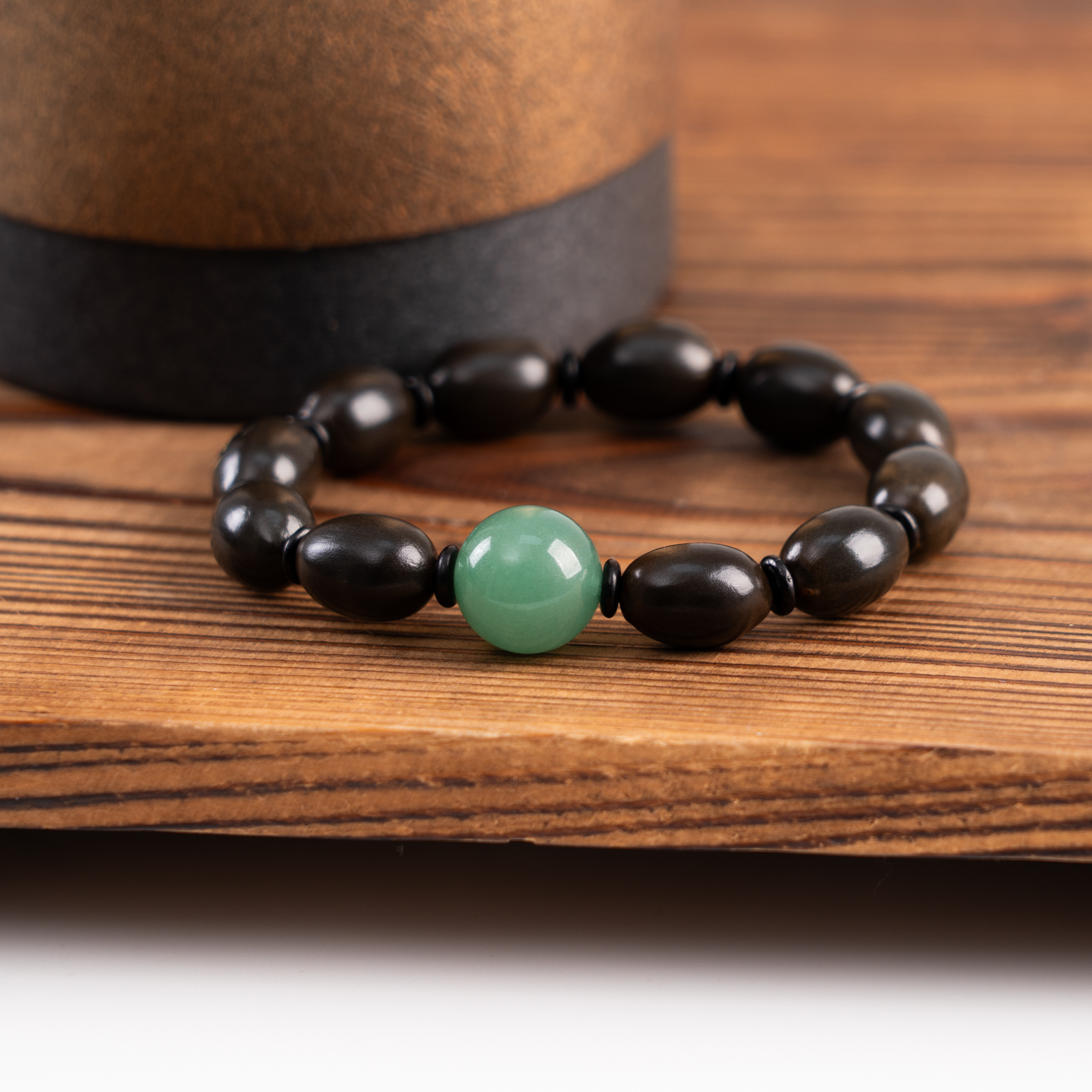 Green agate & Lotus beads  Ancient Open Lotusynergy-LOTUSYNERGY