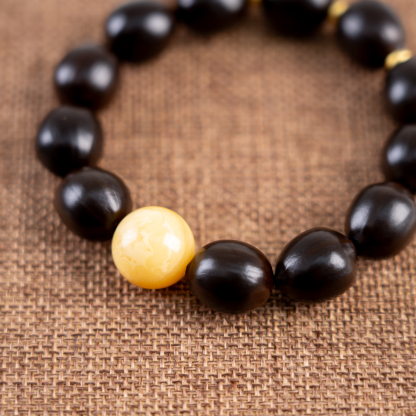 Natural amber  Natural beeswax  natural material bracelet