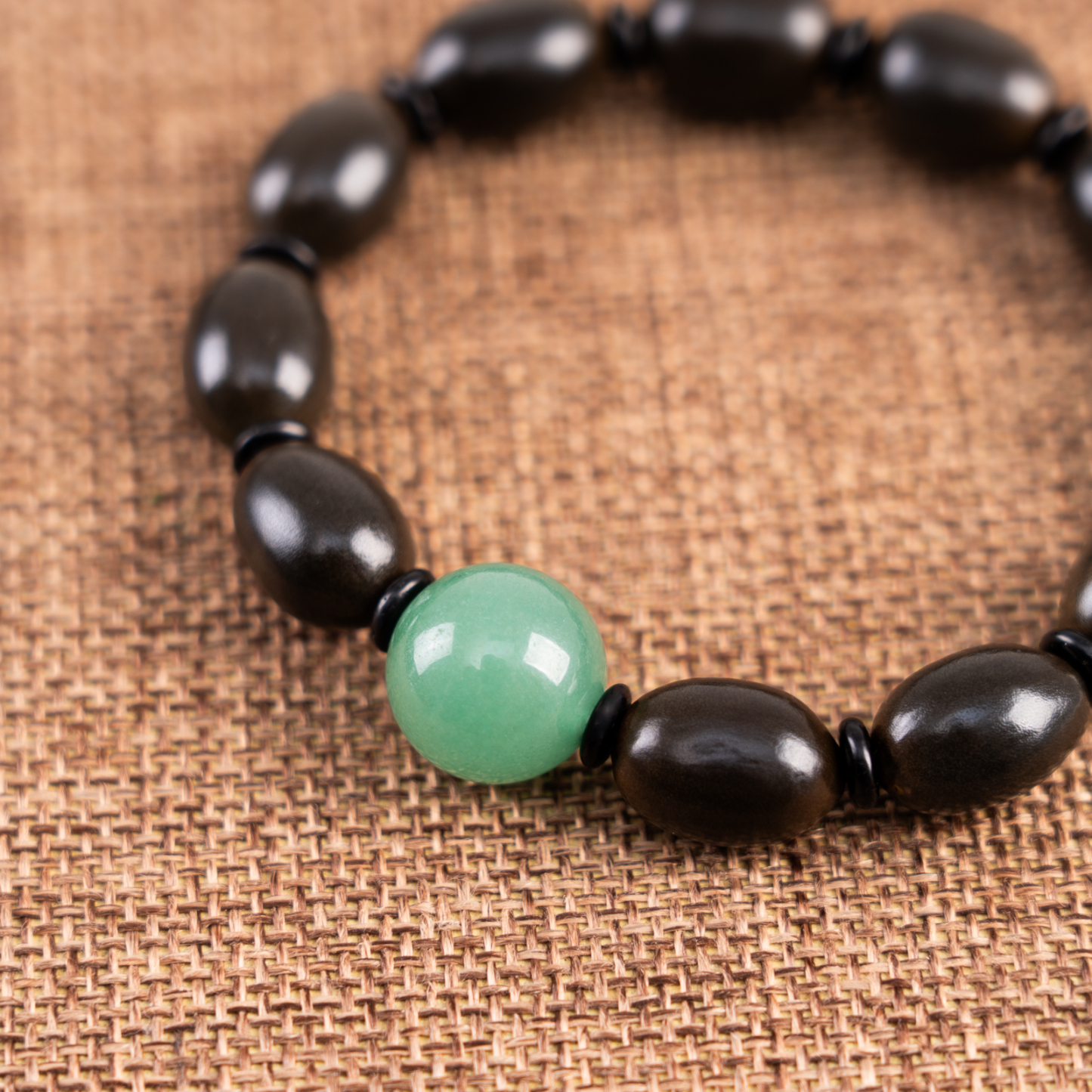 Green agate & Lotus beads  Ancient Open Lotusynergy-LOTUSYNERGY