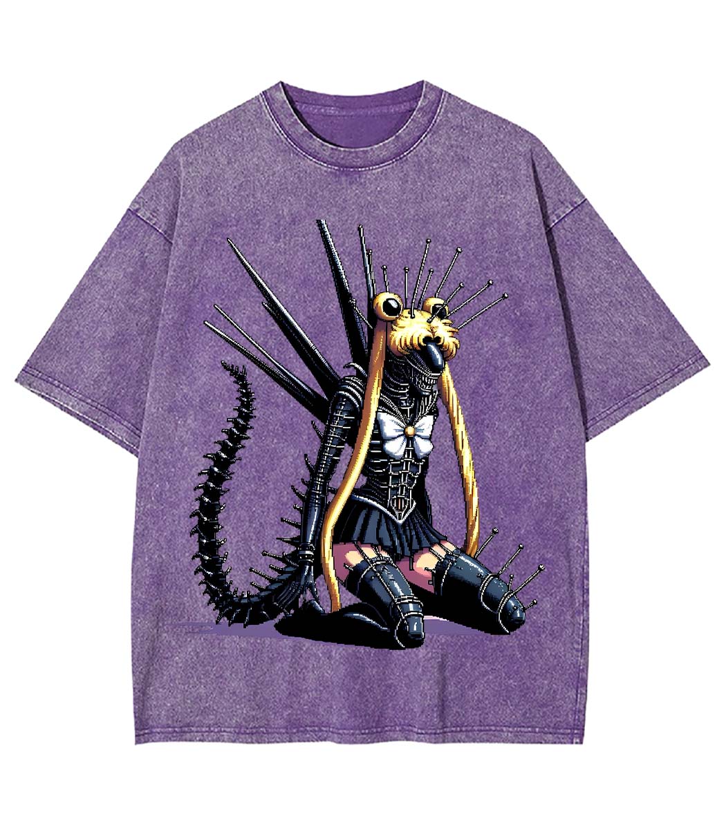 Mecha Siren of the Void Y2K Washed Tee