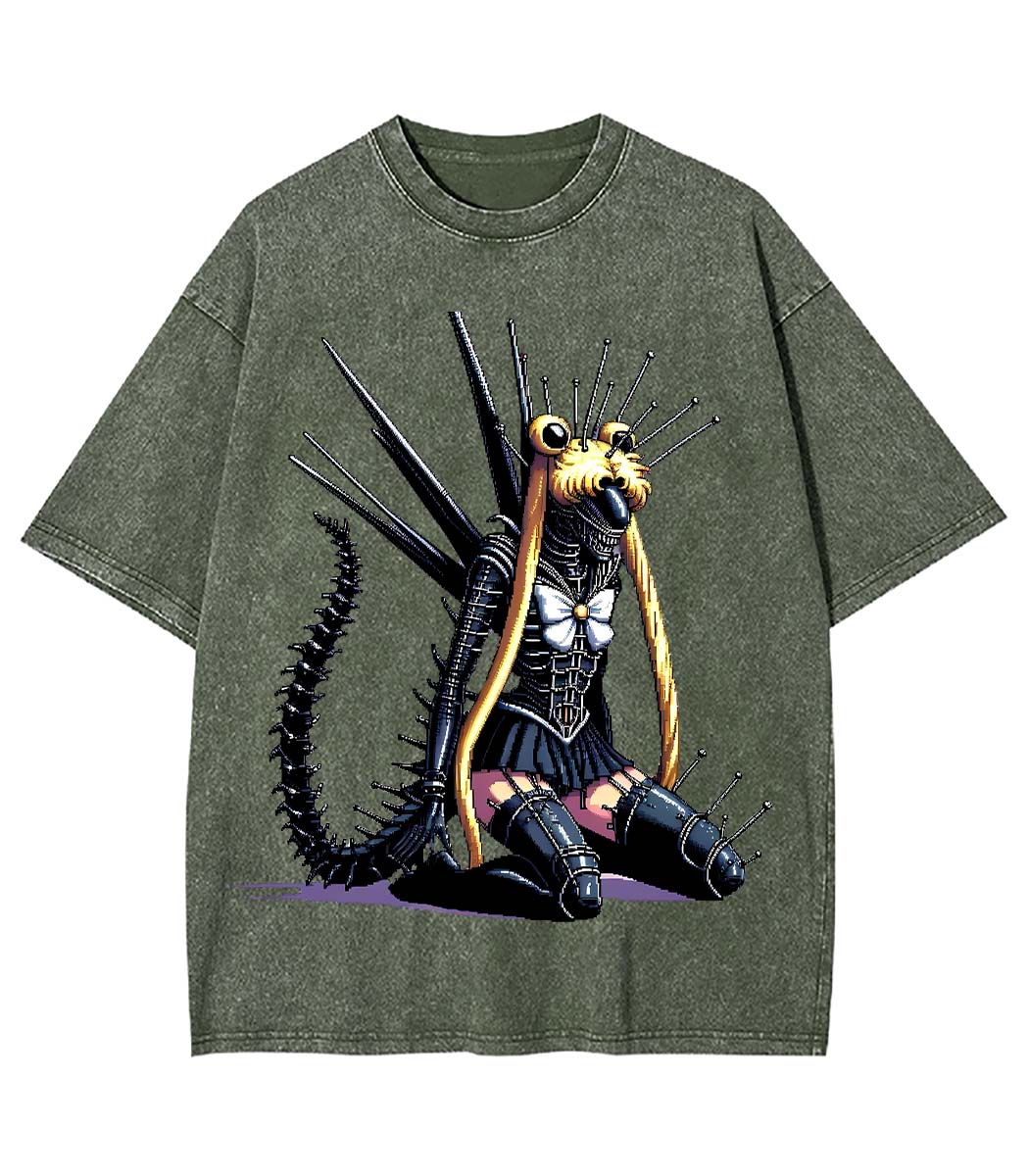 Mecha Siren of the Void Y2K Washed Tee