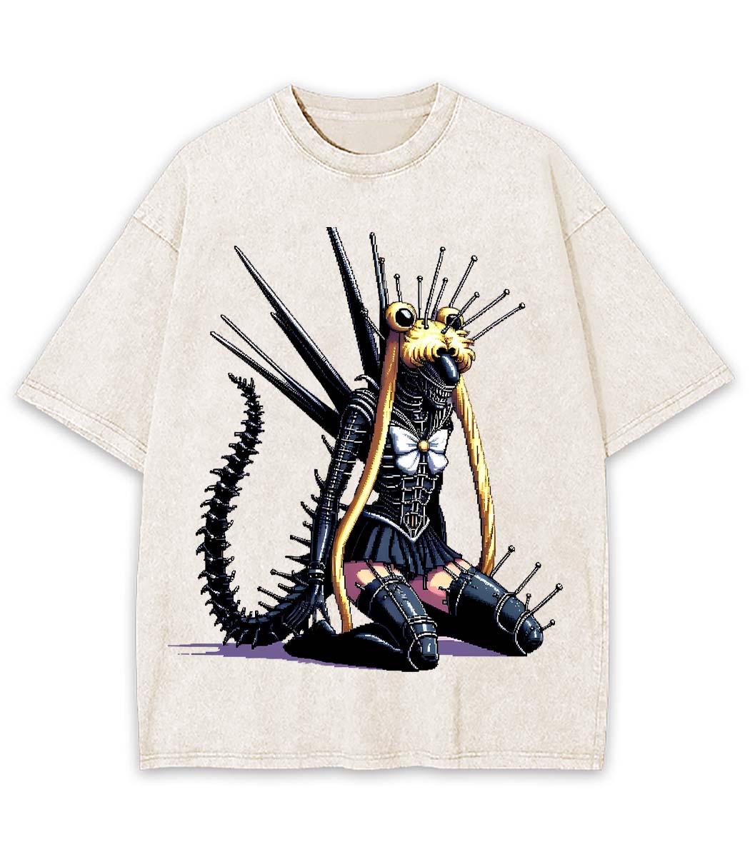 Mecha Siren of the Void Y2K Washed Tee