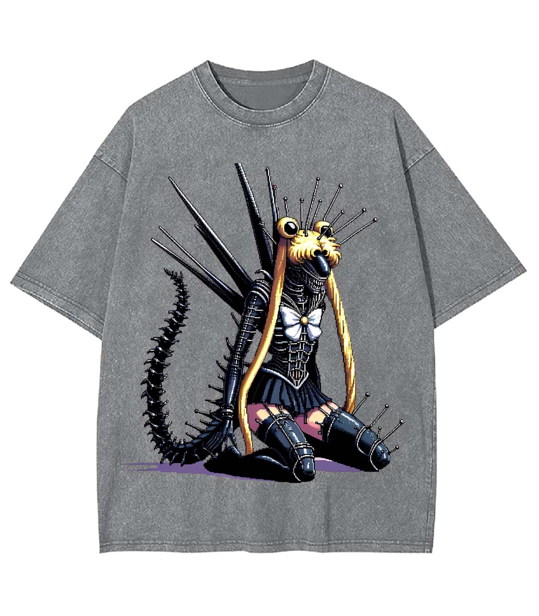 Mecha Siren of the Void Y2K Washed Tee