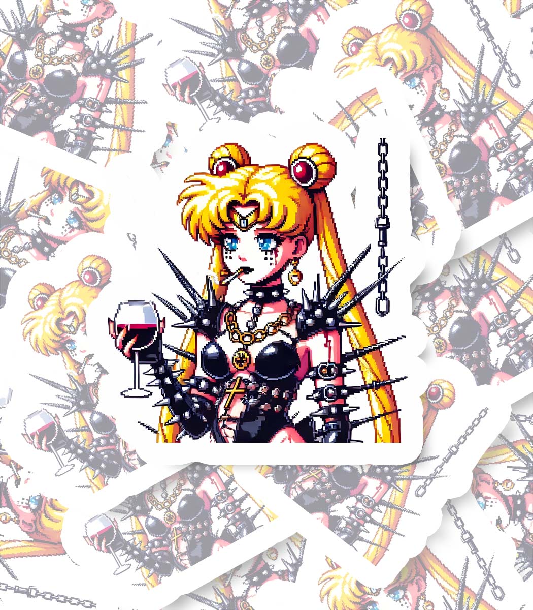 Gothic Moon Rebellion Y2K Sticker