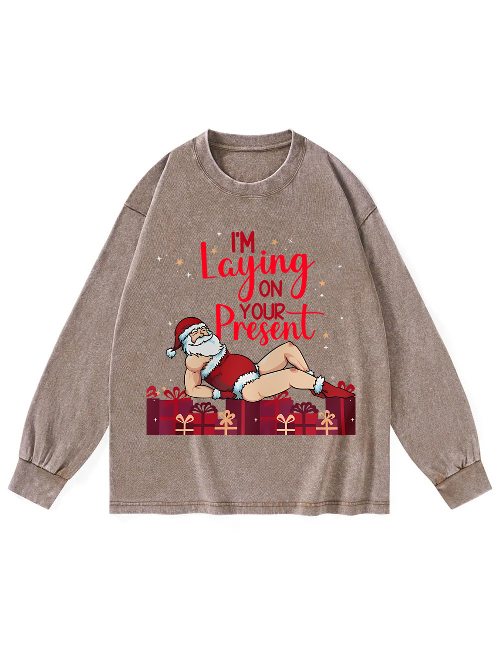 I'm Laying On Your Present Washed Long-Sleeve Tshirt