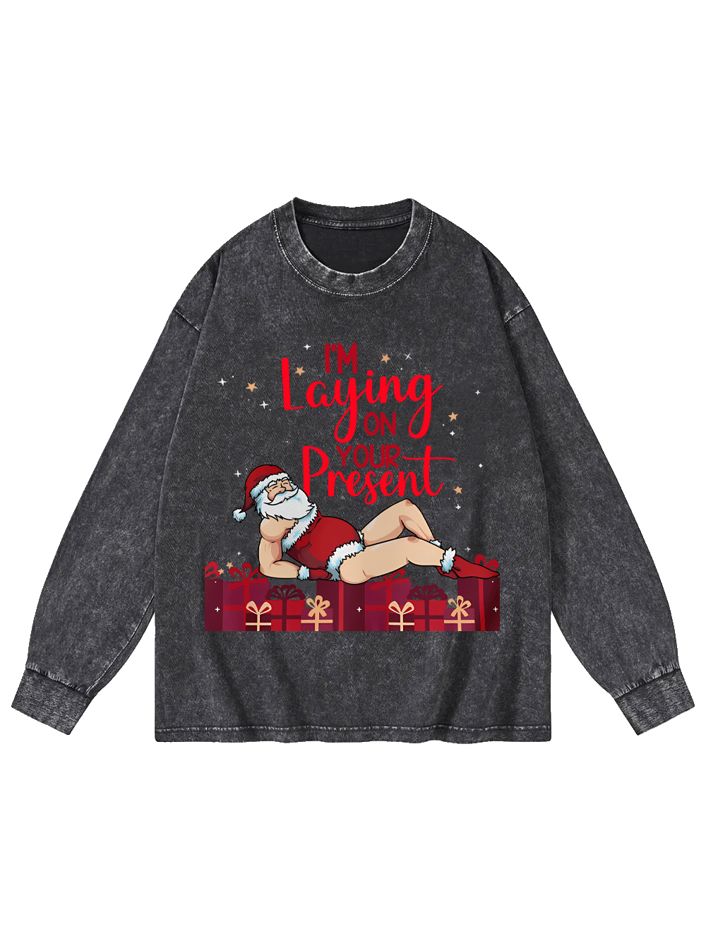 I'm Laying On Your Present Washed Long-Sleeve Tshirt