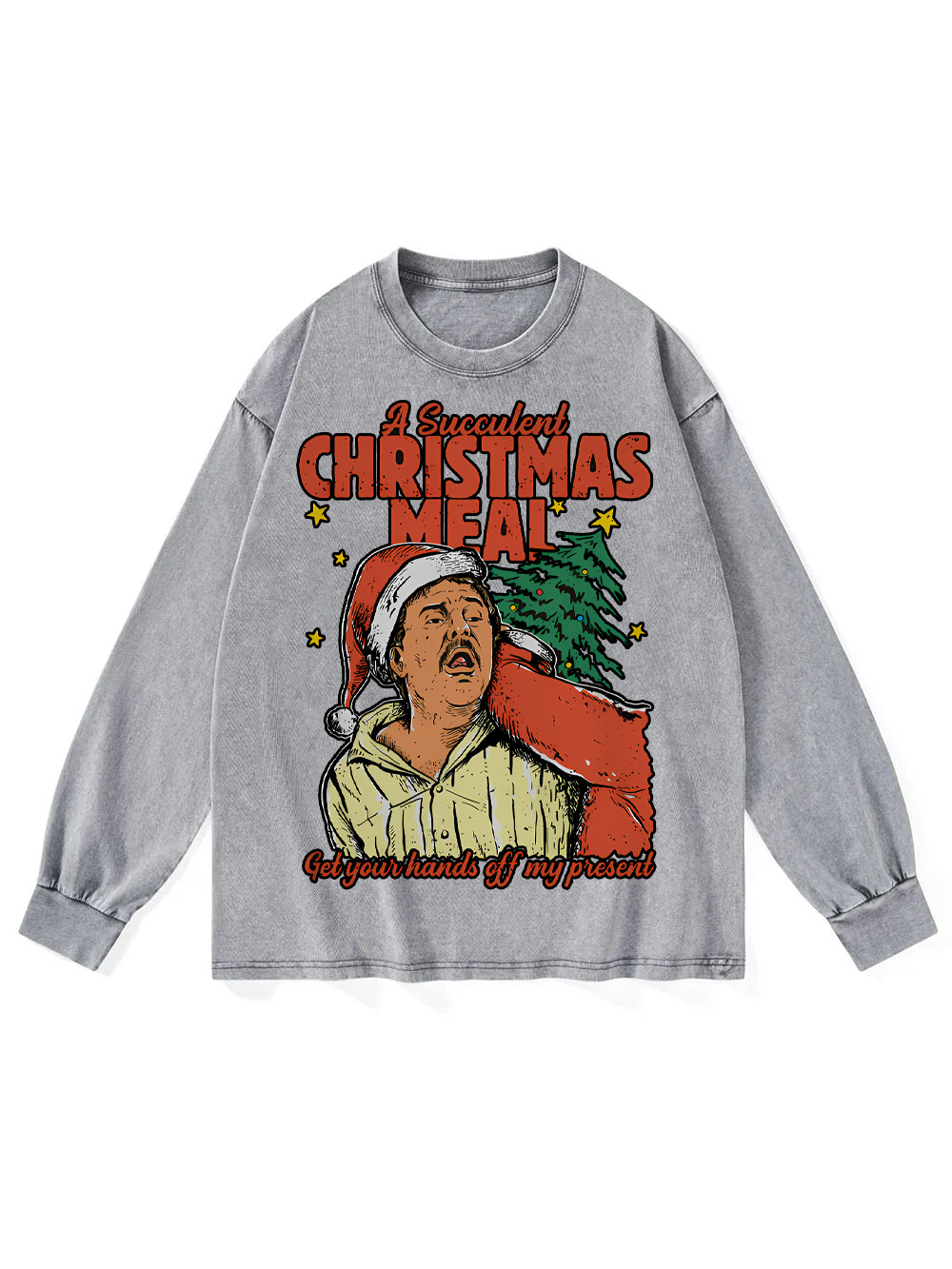 Christmas Vibes Washed Long-Sleeve Tshirt