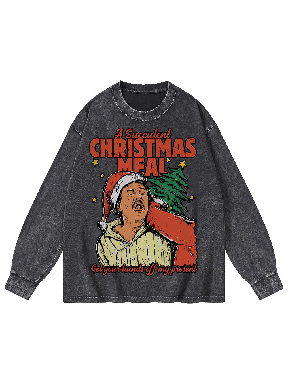 Christmas Vibes Washed Long-Sleeve Tshirt