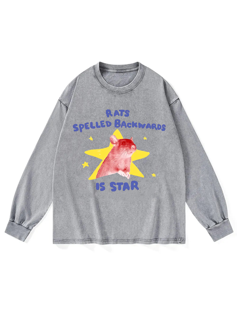 Rats Spelled Backwards Is Star Washed Long-Sleeve Tshirt