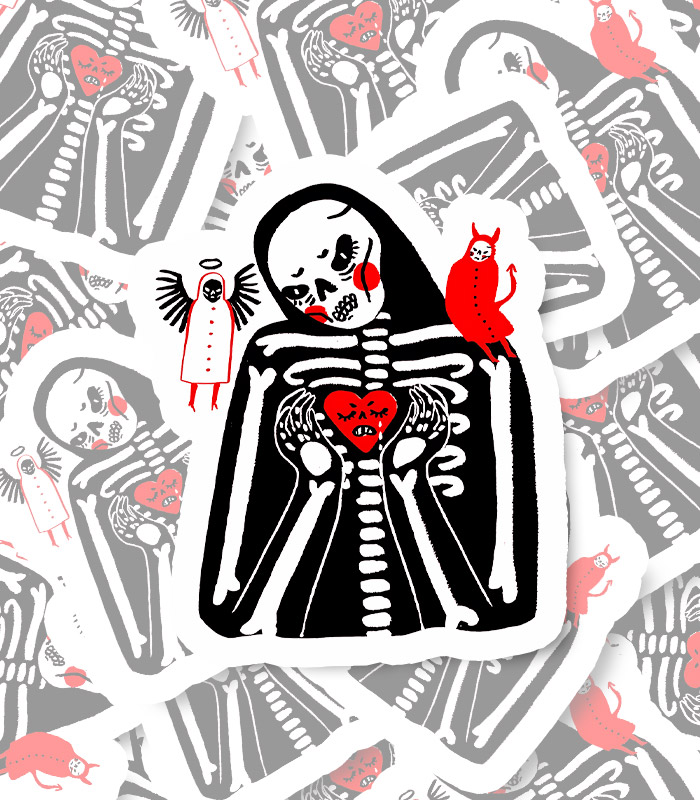 Heart Skeleton Y2K Sticker