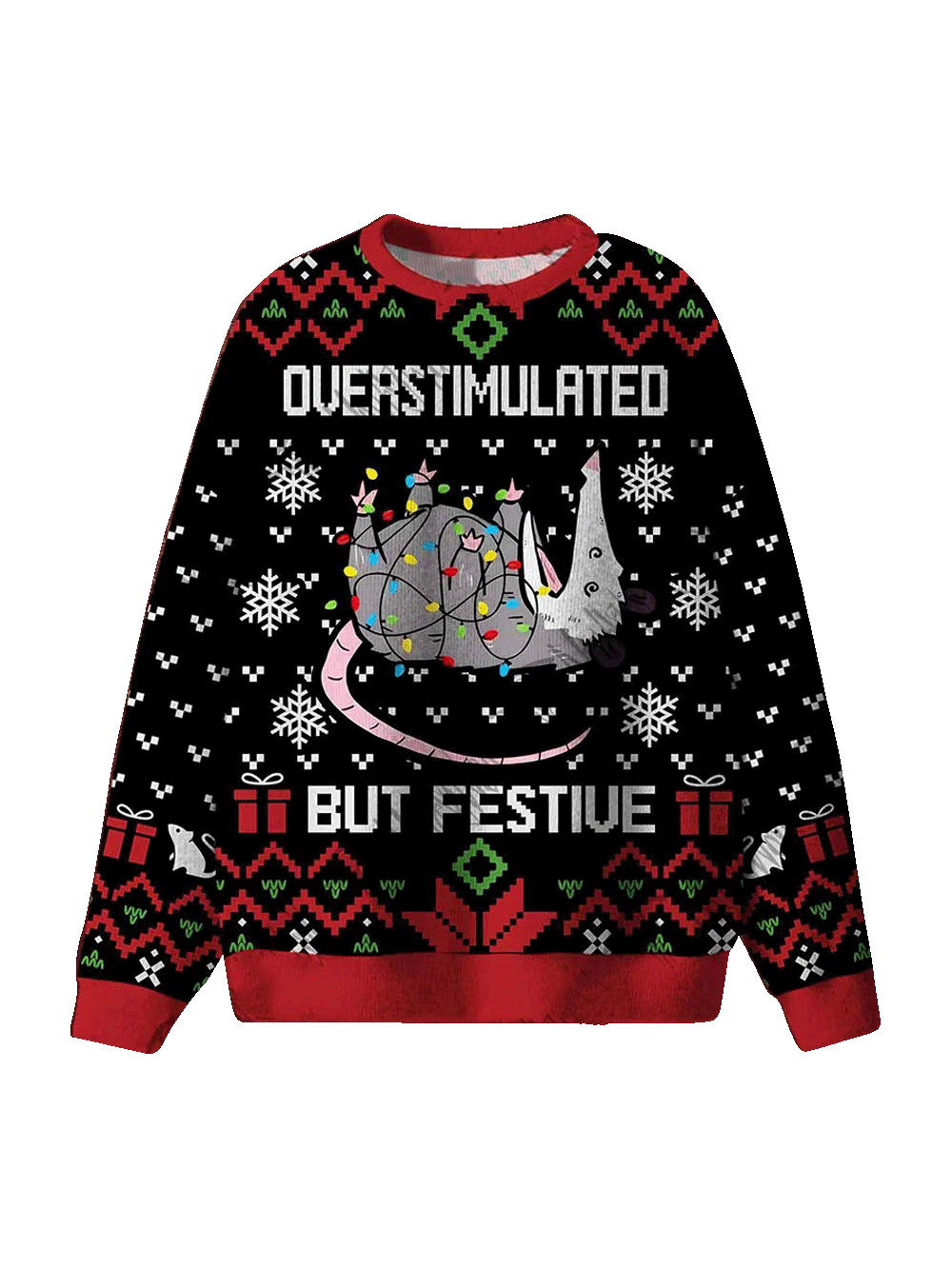 Overstimulated But Festive Ugly Sweatshirts