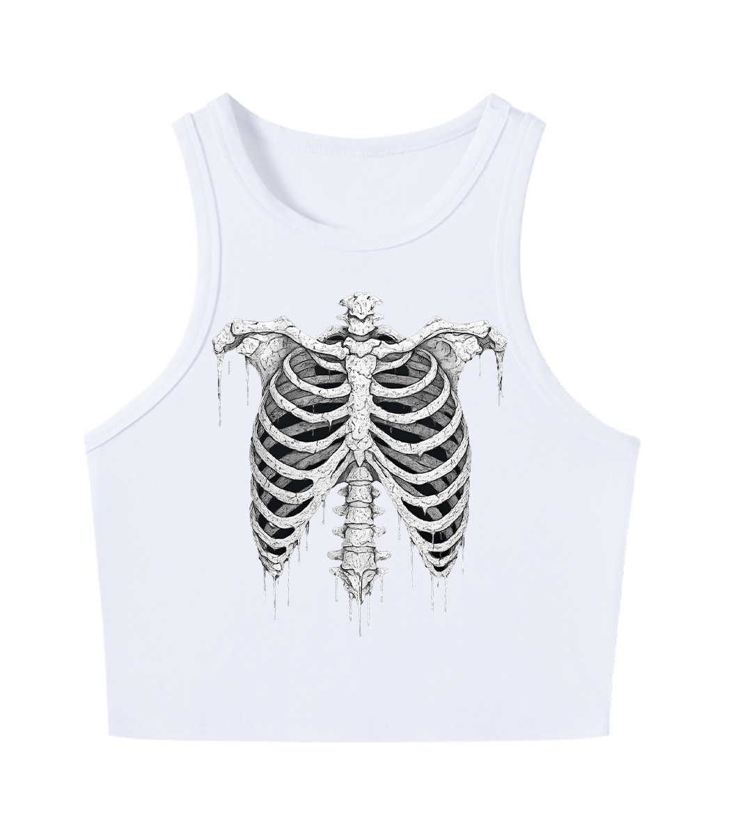 Dripping Skeleton Ribs Y2K Crop Tank Top