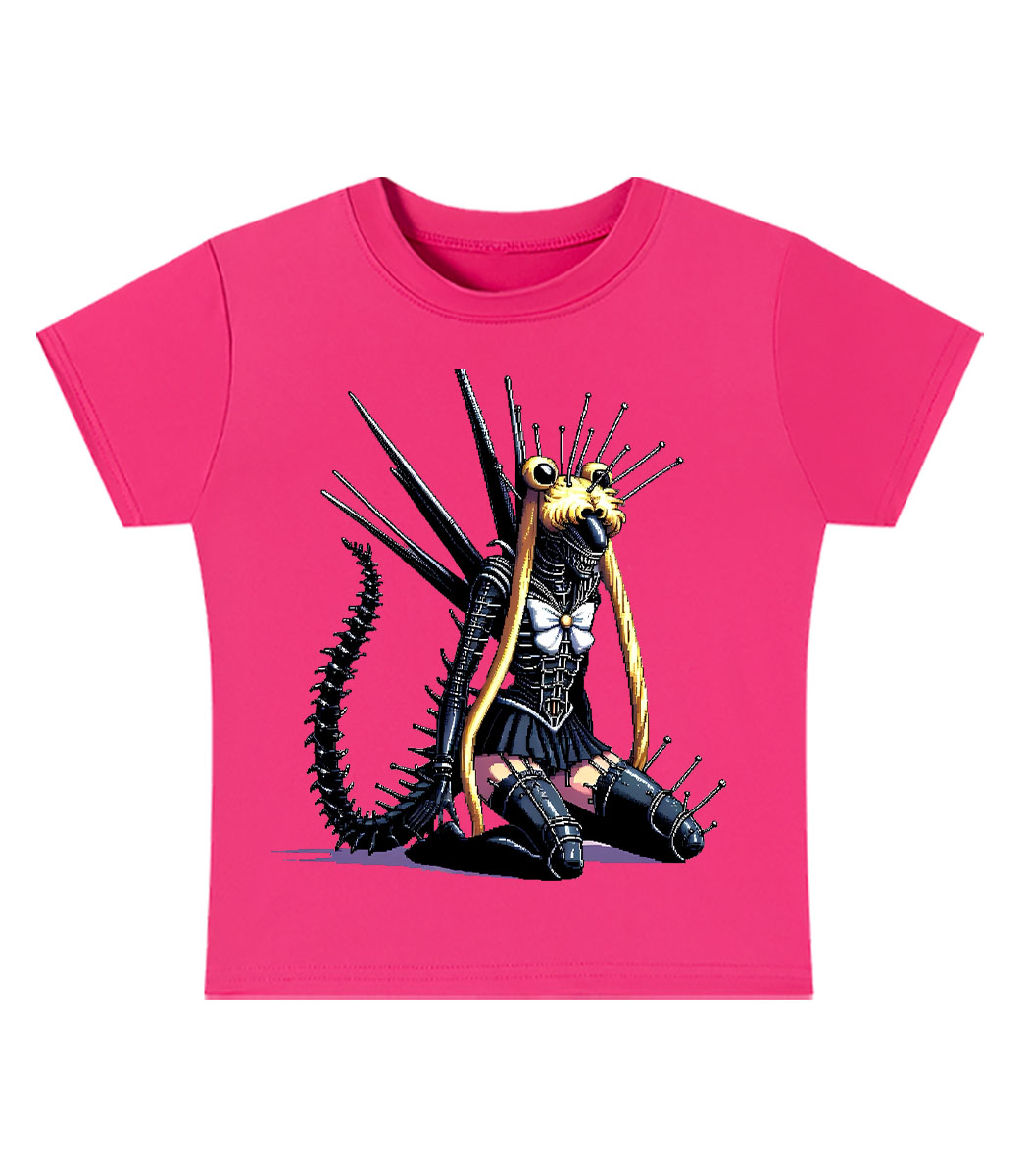 Mecha Siren of the Void Y2K Baby Tee