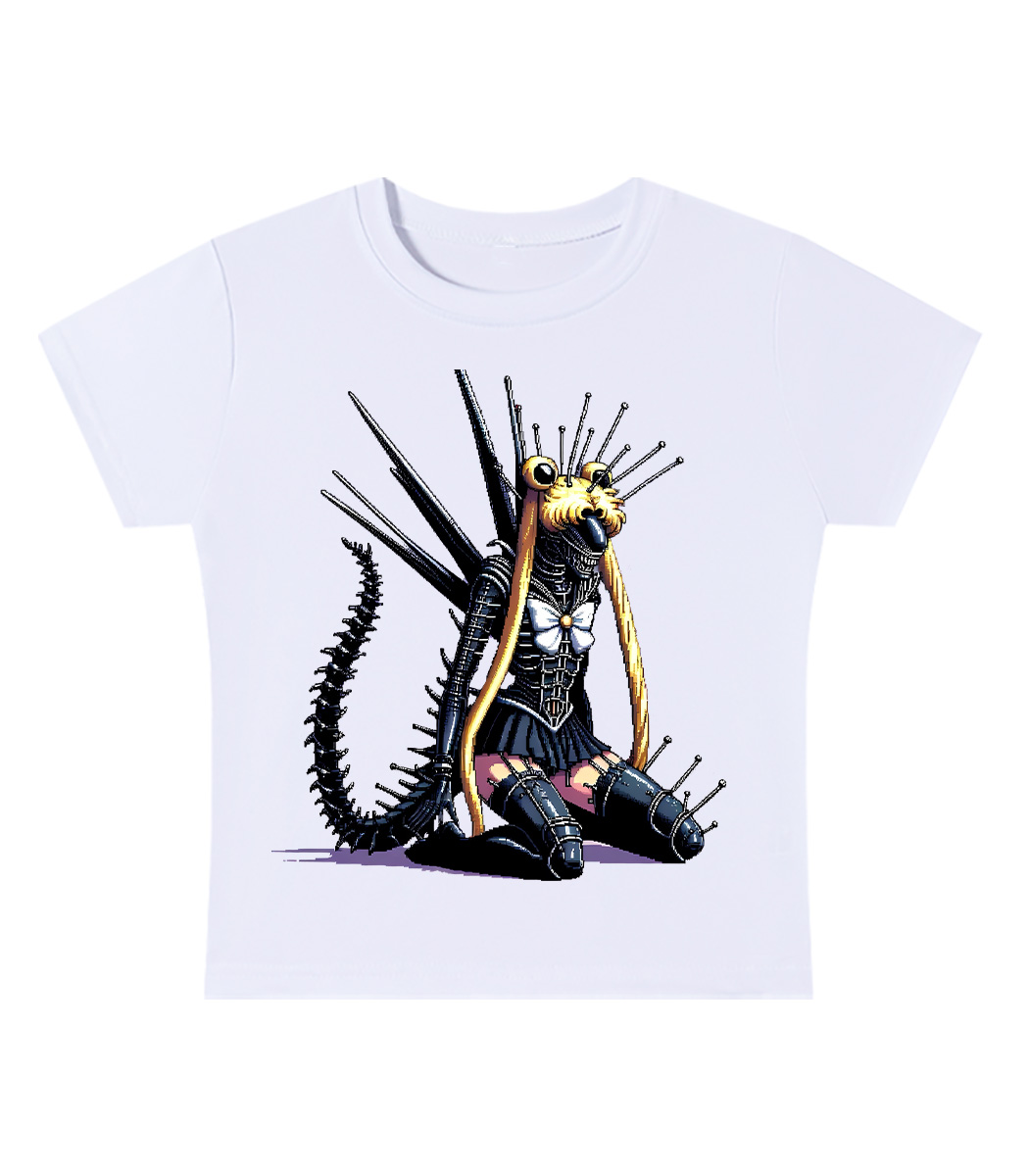 Mecha Siren of the Void Y2K Baby Tee