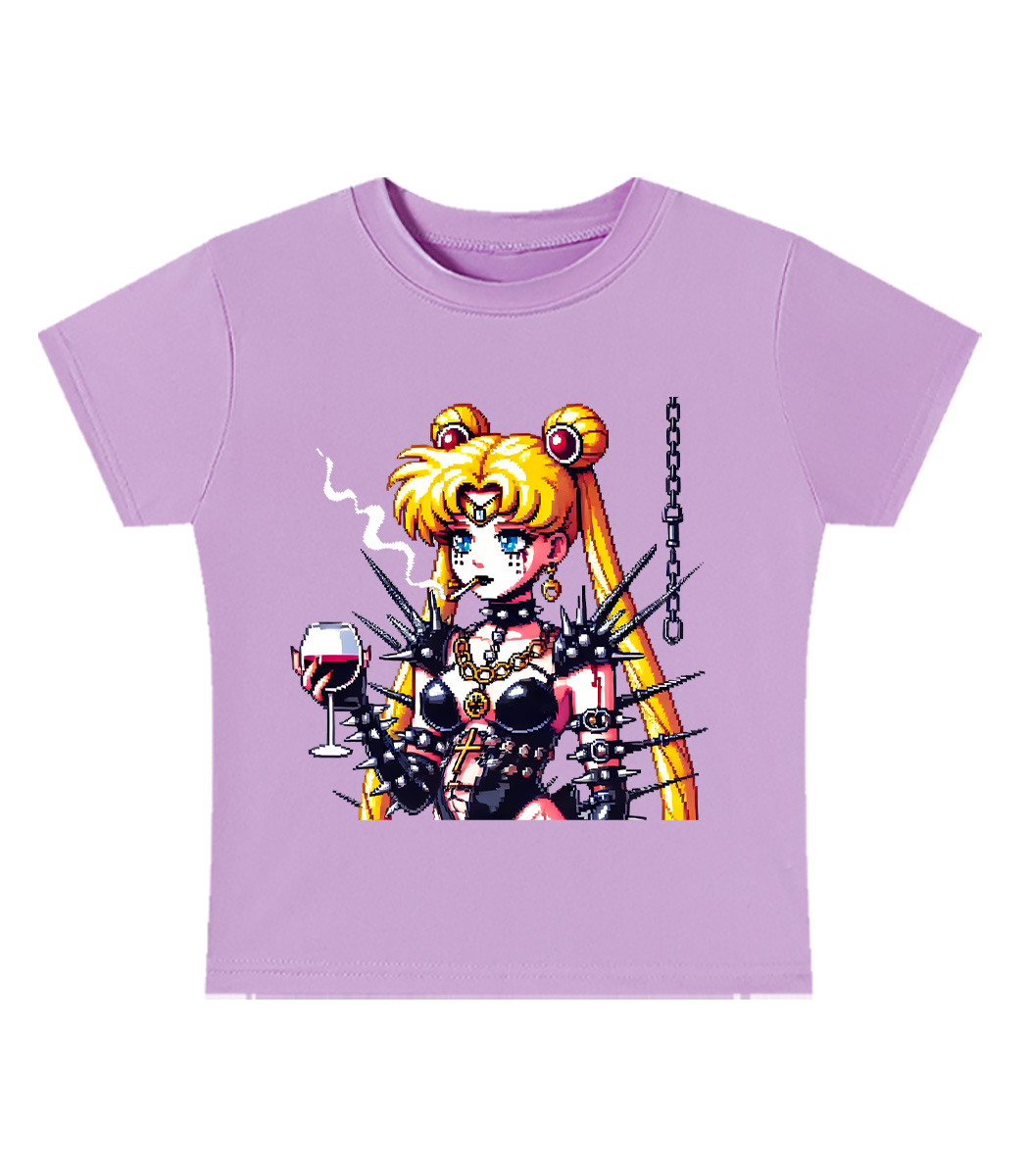 Gothic Moon Rebellion Y2K Baby Tee