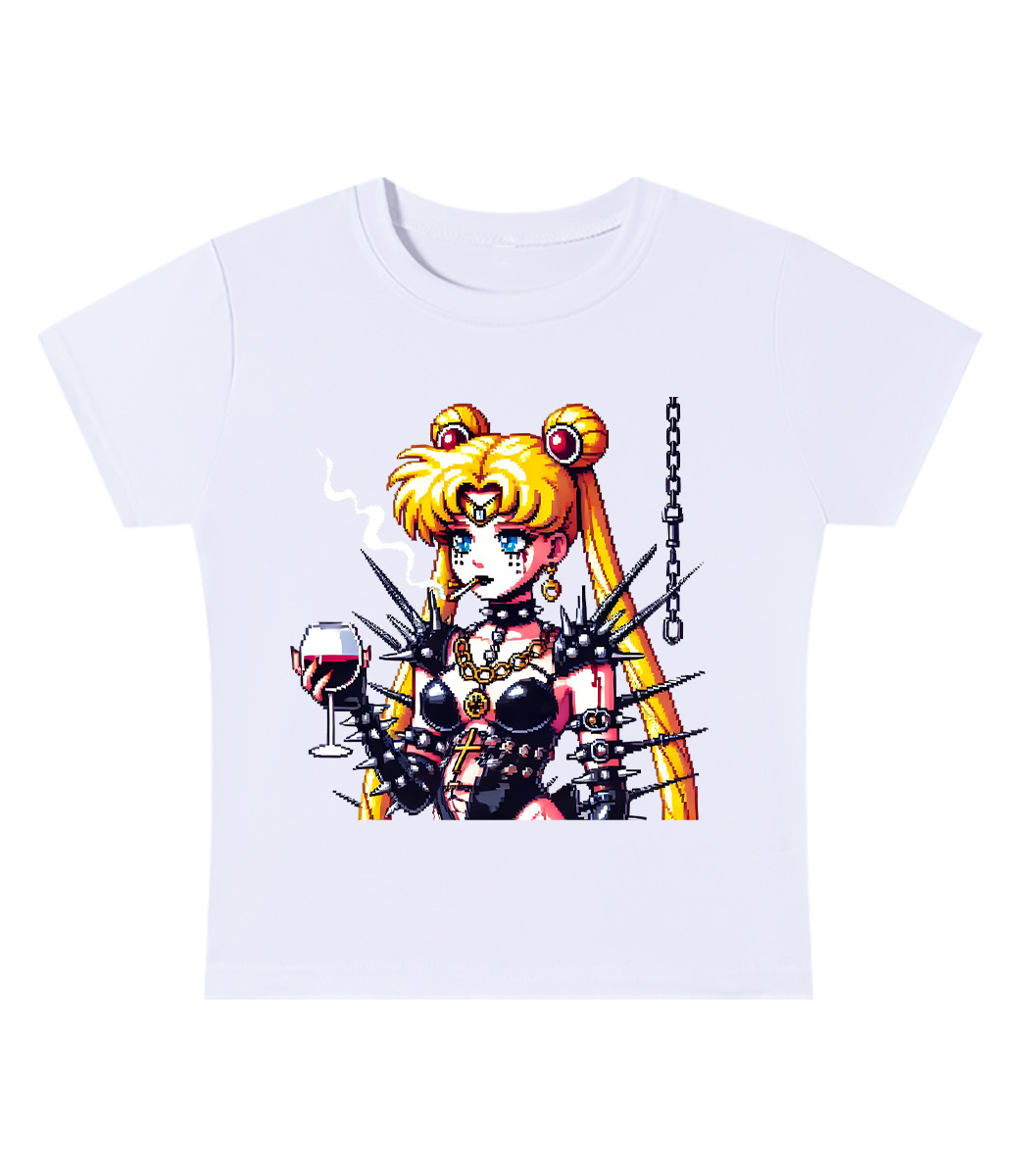 Gothic Moon Rebellion Y2K Baby Tee