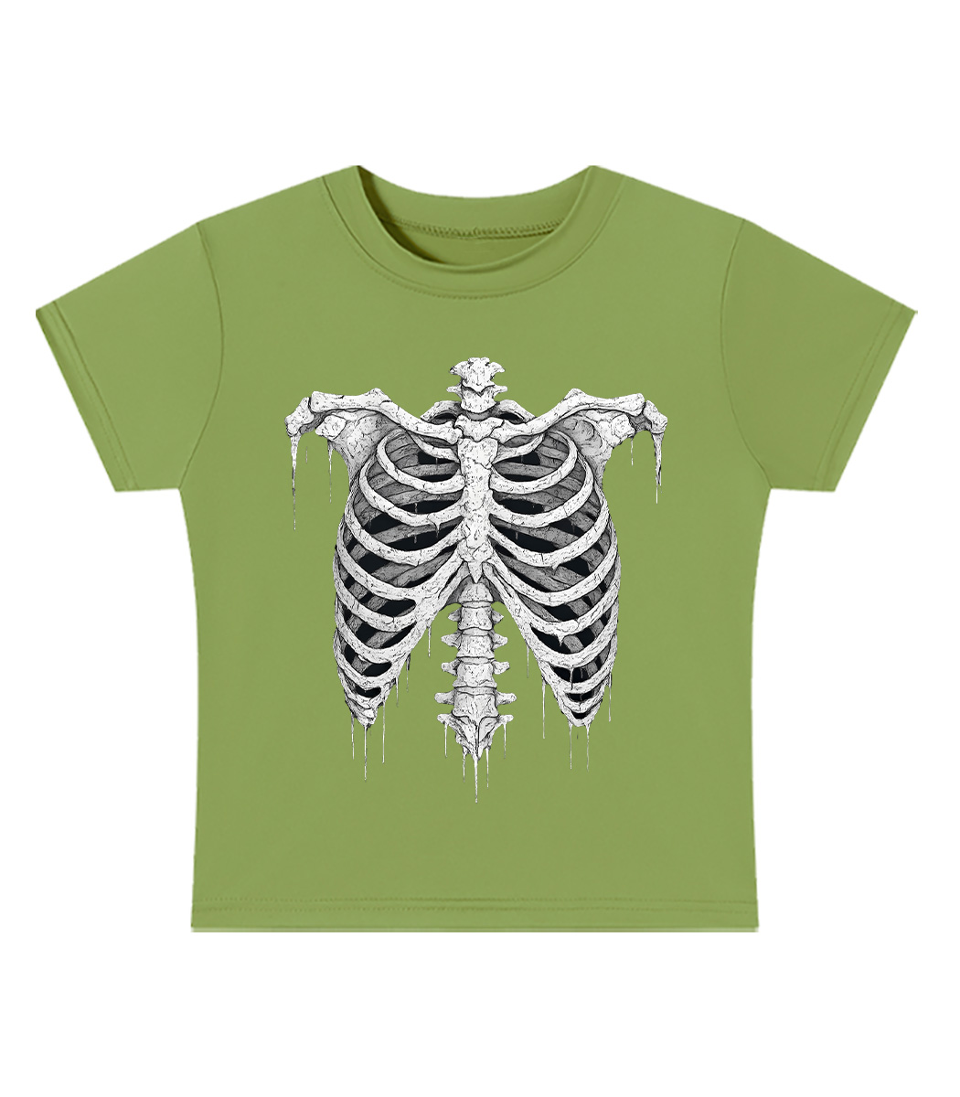 Dripping Skeleton Ribs Y2K Baby Tee