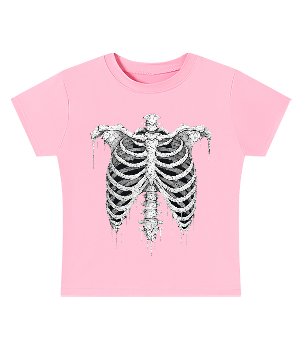 Dripping Skeleton Ribs Y2K Baby Tee