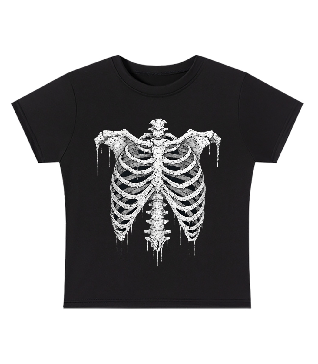 Dripping Skeleton Ribs Y2K Baby Tee