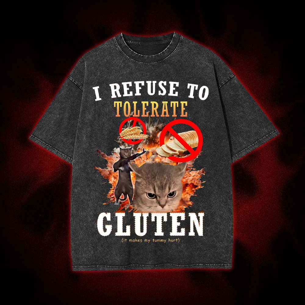 Angry Cats Against Gluten Washed Tshirt