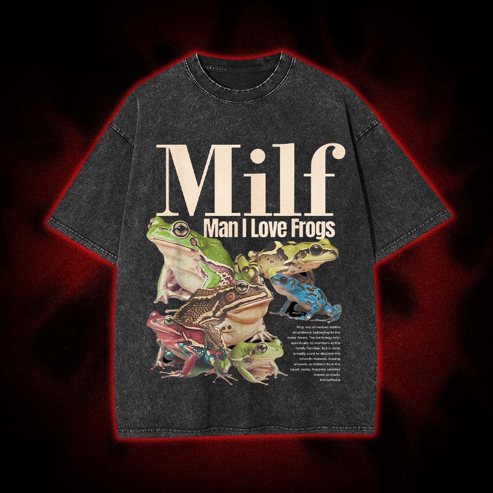 Man I Love Frogs Washed Tshirt