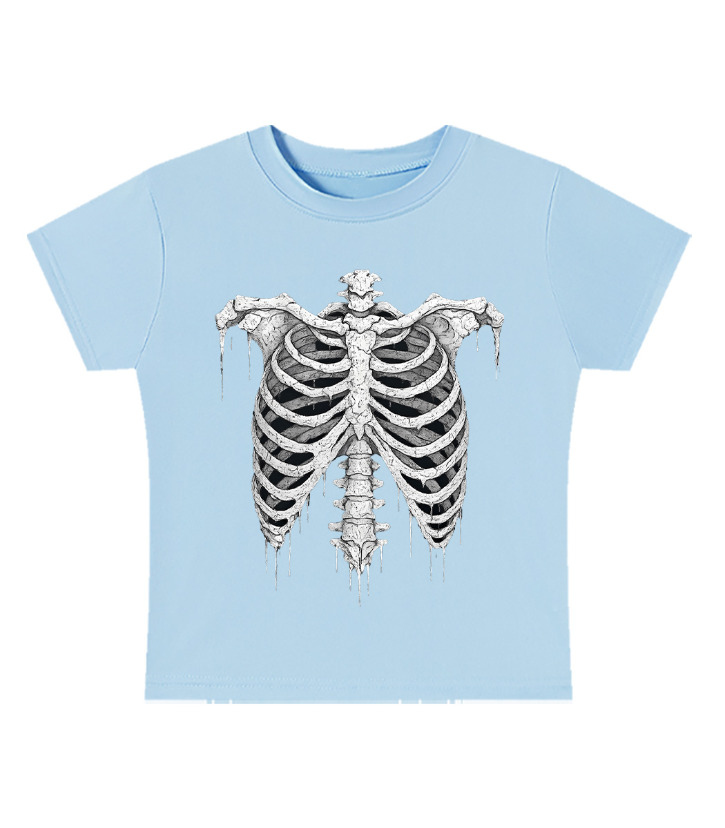 Dripping Skeleton Ribs Y2K Baby Tee