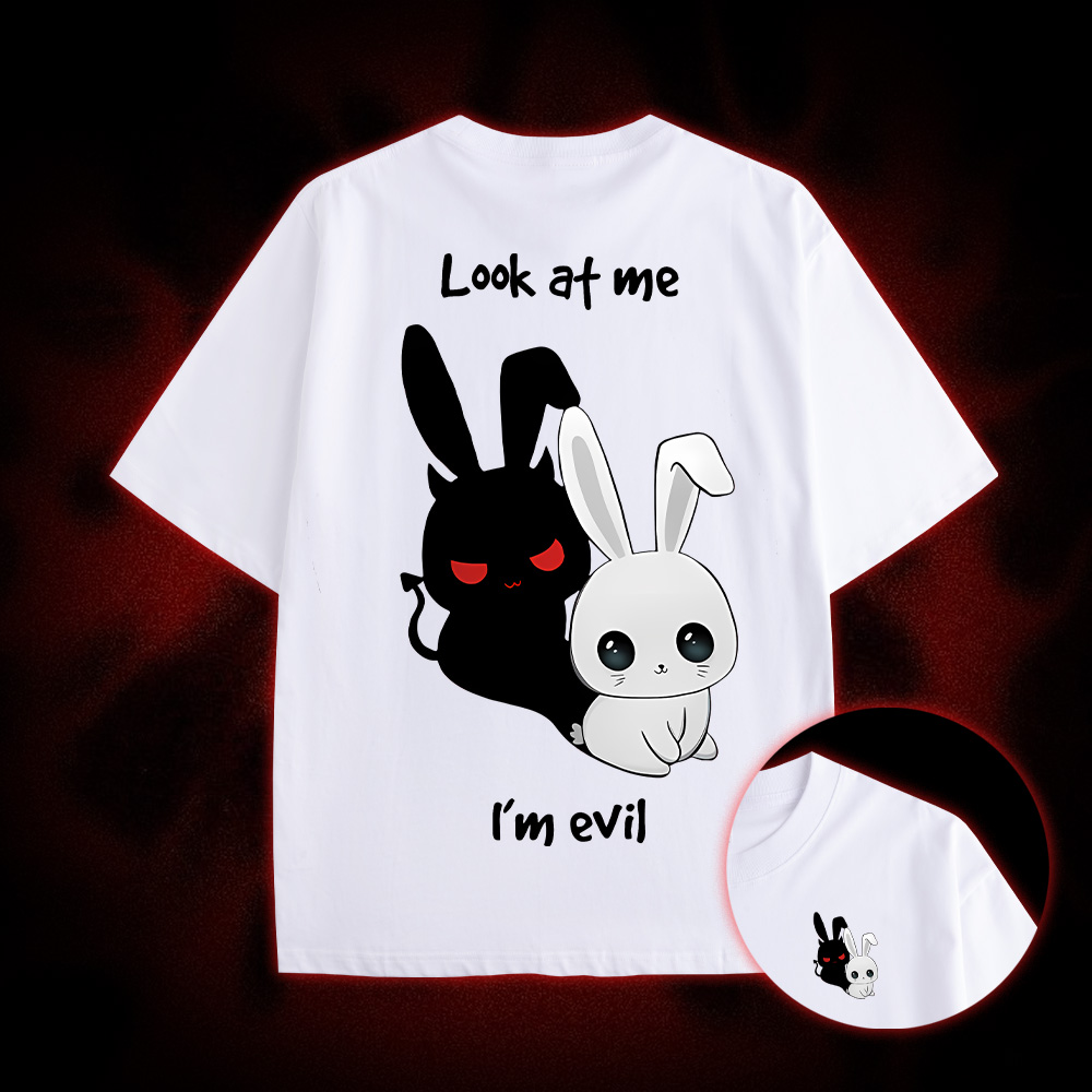 Look At Me I'm Evil Double Sided Print Washed Tshirt