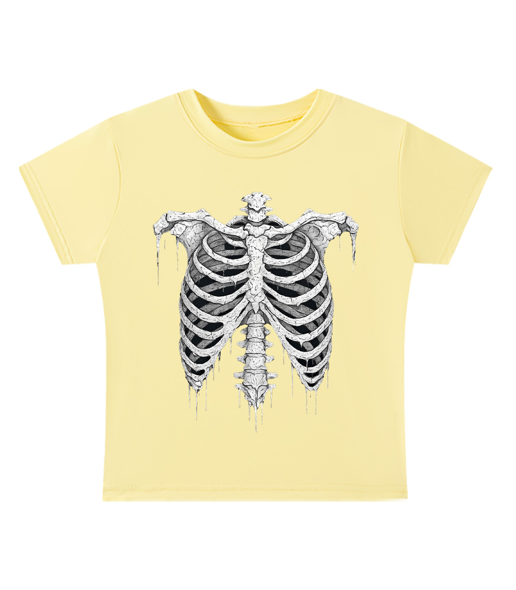 Dripping Skeleton Ribs Y2K Baby Tee