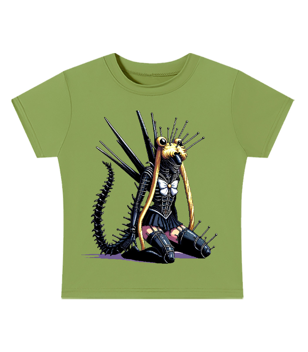 Mecha Siren of the Void Y2K Baby Tee