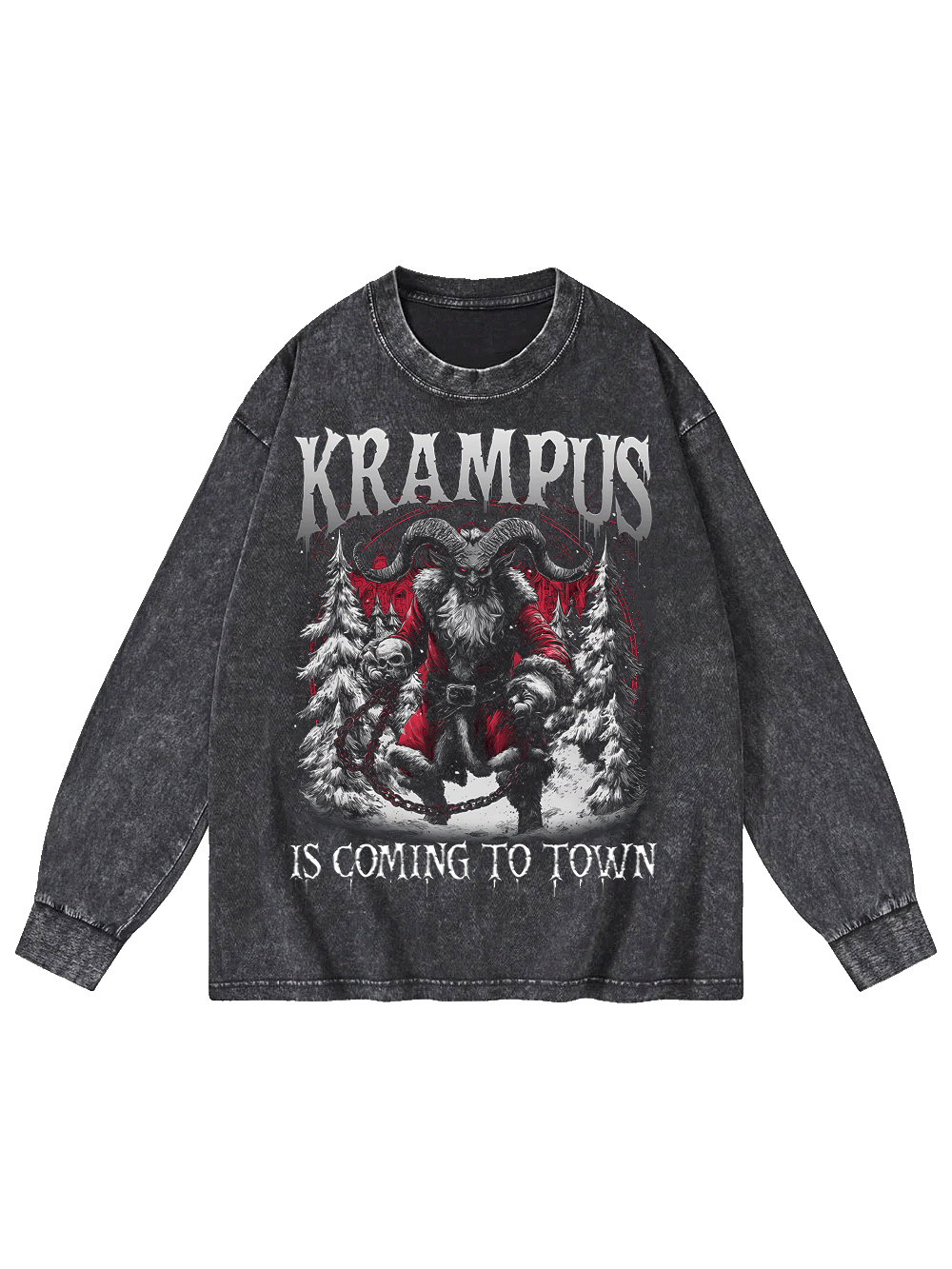 Krampus Is Coming To Town Washed Long-Sleeve Tshirt