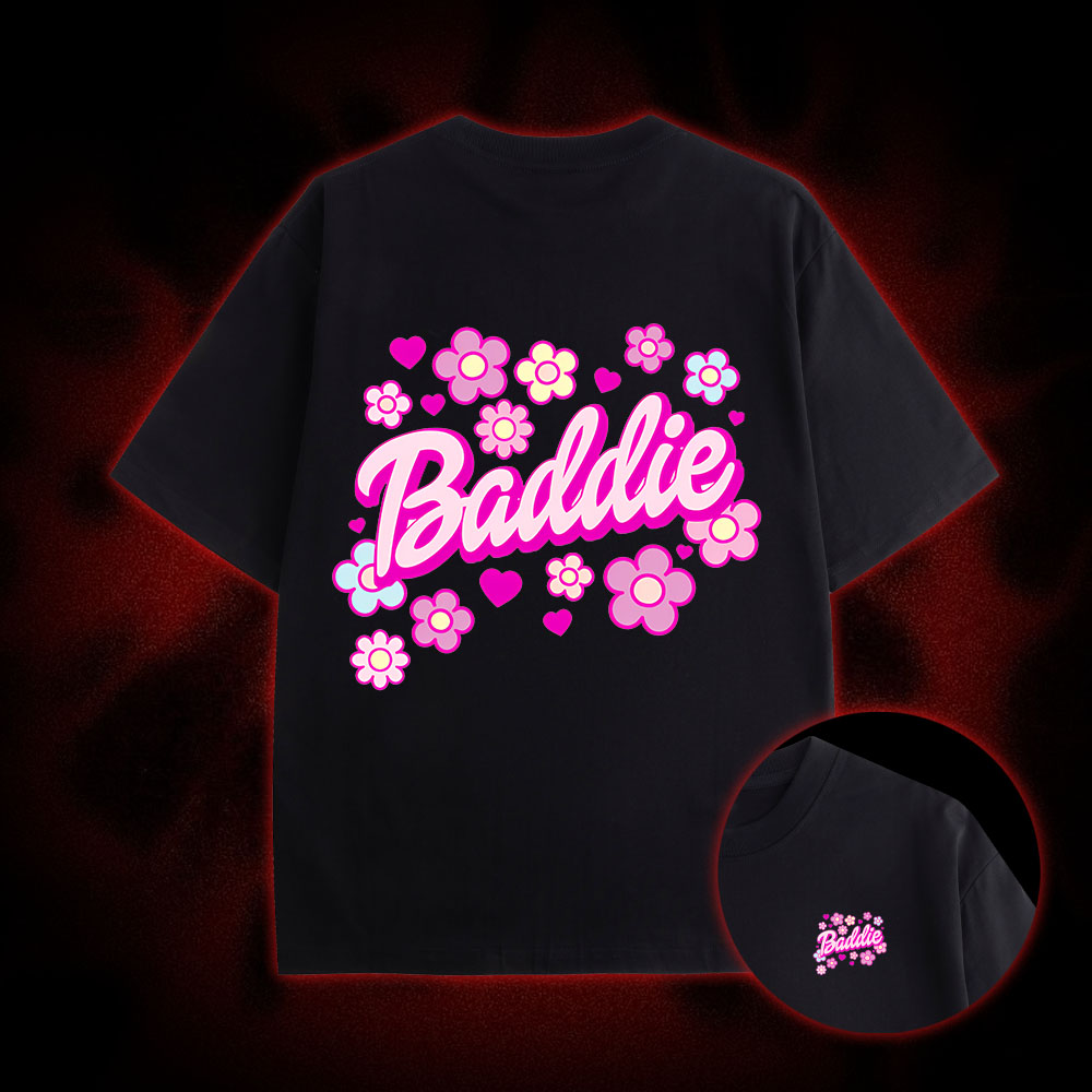 Baddie Double Sided Print Washed Tshirt